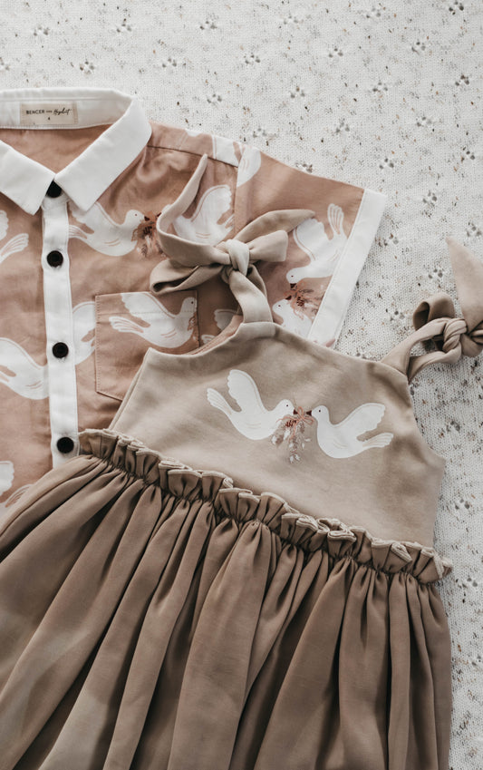 Bencer & Hazelnut -  Turtle Dove Girls Dress - Christmas Collection 2022