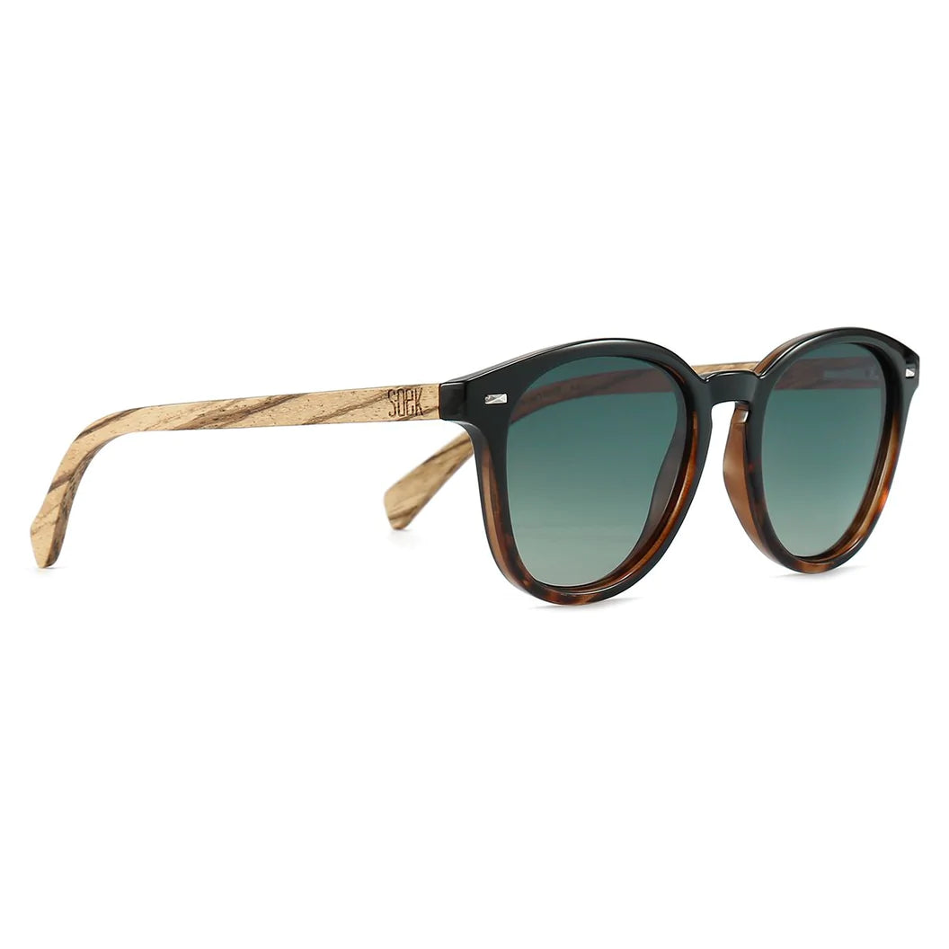 Soek - Taine Sunglasses - Black Tortoise - Khaki Lens