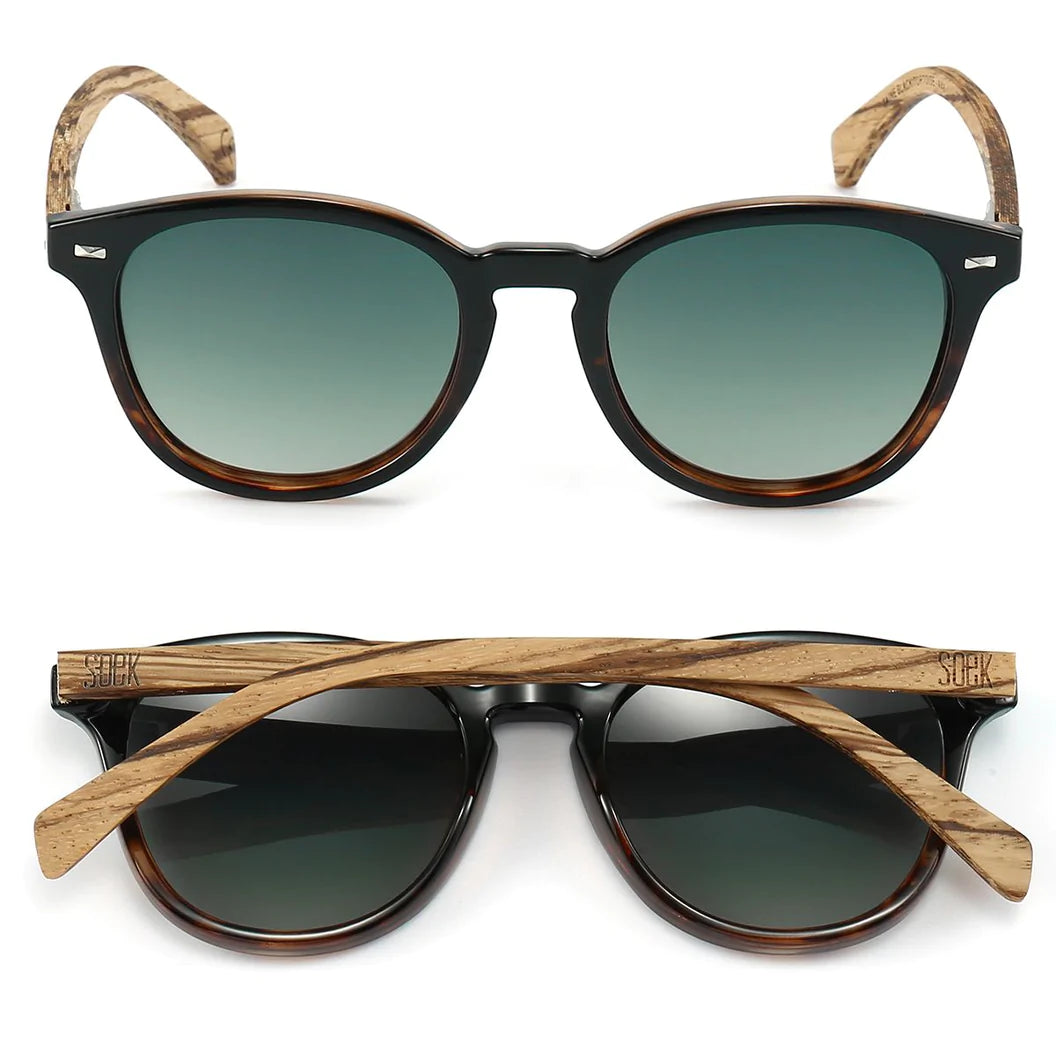 Soek - Taine Sunglasses - Black Tortoise - Khaki Lens