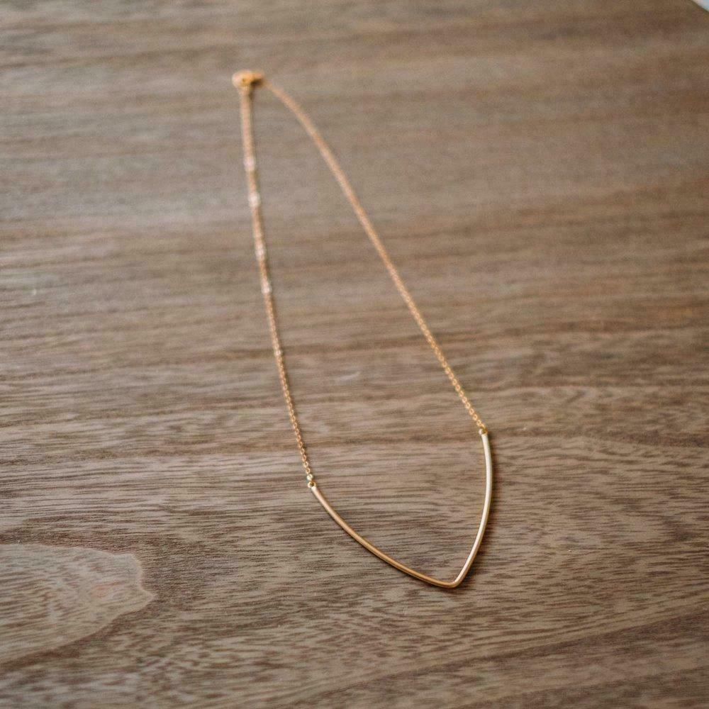 Handmade V Pendant Necklace - Gold