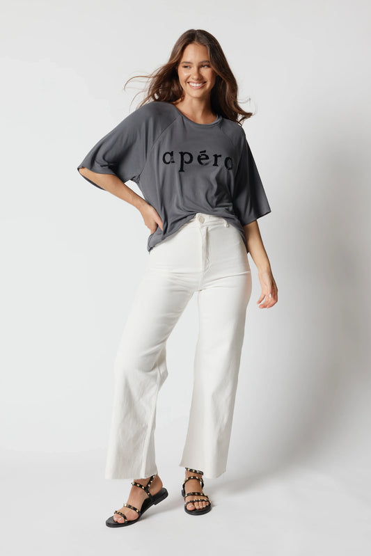 Apero - Zola Beaded Oversized Tee (Feeding friendly) - Charcoal/Black